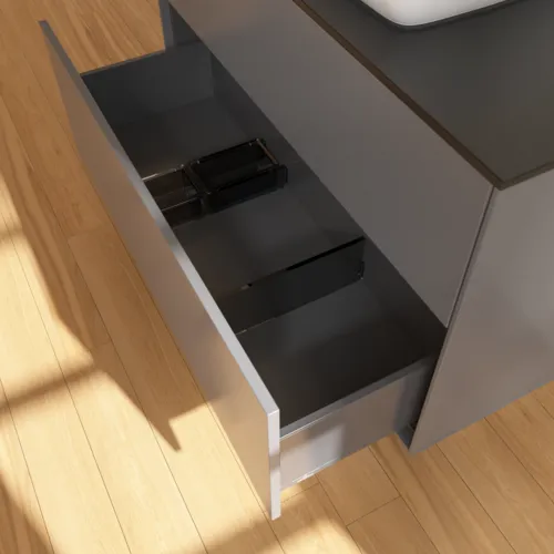 VILLEROY BOCH Toaletní skříňka Finion, 2 výsuvy, 1000 x 603 x 501 mm, antracit matný lak / sklo černé matné #F76200GK, obrázek 6