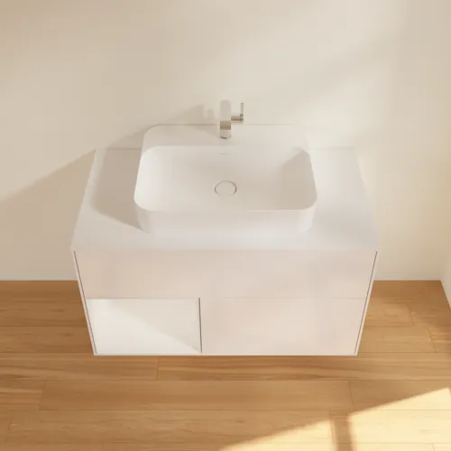 VILLEROY BOCH Toaletní skříňka Finion, s osvětlením, 2 výsuvy, 1000 x 603 x 501 mm, lesklý bílý lak / lesklý bílý lak / sklo bílé matné #F361GFGF, obrázek 4