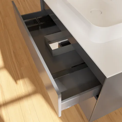 VILLEROY BOCH Toaletní skříňka Finion, s osvětlením, 2 výsuvy, 1000 x 603 x 501 mm, antracit matný lak / lesklý bílý lak / sklo bílé matné #F361GFGK, obrázek 8