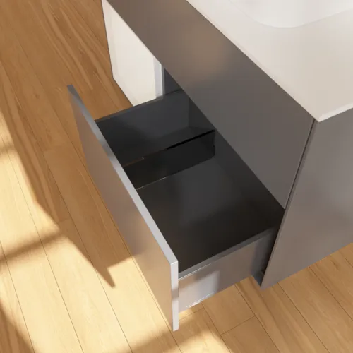 VILLEROY BOCH Toaletní skříňka Finion, s osvětlením, 2 výsuvy, 1000 x 603 x 501 mm, antracit matný lak / lesklý bílý lak / sklo bílé matné #F361GFGK, obrázek 7