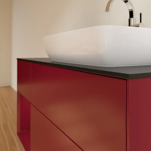 VILLEROY BOCH Toaletní skříňka Finion, s osvětlením, 3 výsuvy, 1200 x 603 x 501 mm, Peony Matt Lacquer / Peony Matt Lacquer / Glass Black Matt #F802HBHB, obrázek 3