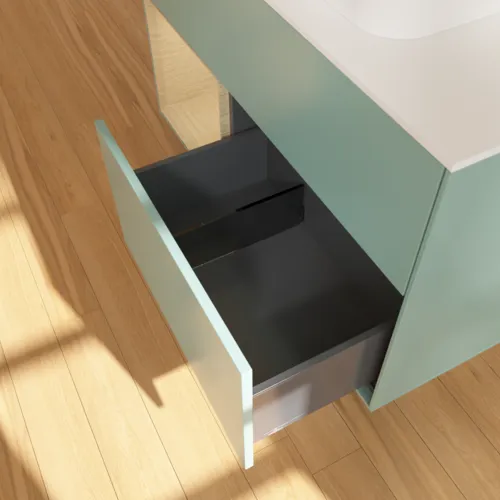 VILLEROY BOCH Toaletní skříňka Finion, s osvětlením, 2 výsuvy, 1000 x 603 x 501 mm, olivový matný lak / dubová dýha / sklo bílé matné #F361PCGM, obrázek 7