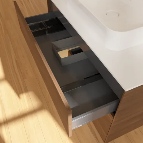 VILLEROY BOCH Umyvadlová skříňka Finion, s osvětlením, 2 výsuvy, 1000 x 603 x 501 mm, ořechová dýha / dubová dýha / sklo bílé matné #F361PCGN, obrázek 8