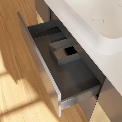 VILLEROY BOCH Toaletní skříňka Finion, s osvětlením, 4 výsuvy, 1600 x 603 x 501 mm, antracit matný lak / dubová dýha / sklo bílé matné #F741PCGK, obrázek 8