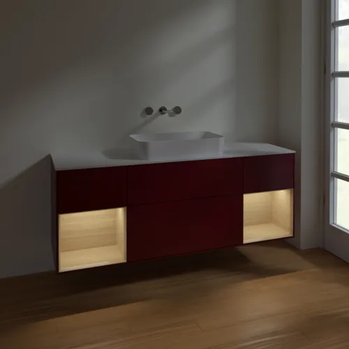 VILLEROY BOCH Toaletní skříňka Finion, s osvětlením, 4 výsuvy, 1600 x 603 x 501 mm, matný lak Peony / dubová dýha / bílé matné sklo #F741PCHB, obrázek 5