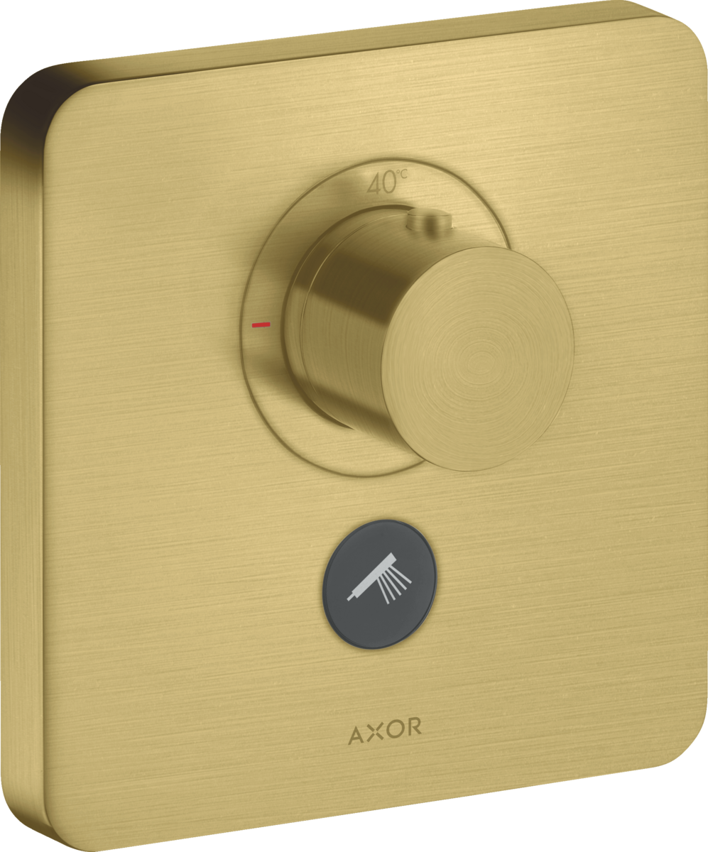 HANSGROHE AXOR ShowerSelect Termostat HighFlow skrytý softsquare pro 1 spotřebič a jednu další zásuvku #36706950 - Brushed Brass