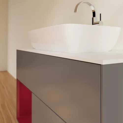 VILLEROY BOCH Toaletní skříňka Finion, s osvětlením, 2 výsuvy, 1000 x 603 x 501 mm, antracit matný lak / pivoňka matný lak / sklo bílé matné #F771HBGK, obrázek 6