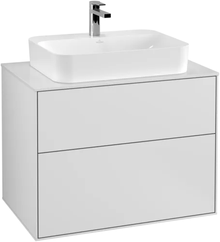 VILLEROY BOCH Toaletní skříňka Finion, 2 výsuvy, 800 x 603 x 501 mm, bílý matný lak / sklo bílé matné #F34100MT