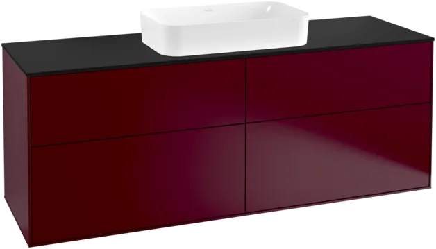 VILLEROY BOCH Toaletní skříňka Finion, 4 výsuvy, 1600 x 603 x 501 mm, matný lak Peony / černé matné sklo #F32200HB