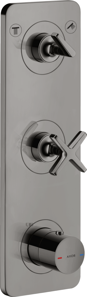 HANSGROHE AXOR Citterio E Termostatický modul 380/120 skrytý pro 2 spotřebiče s deskou #36703330 - Leštěný černý chrom