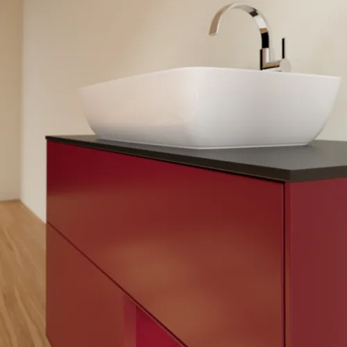 VILLEROY BOCH Toaletní skříňka Finion, s osvětlením, 2 výsuvy, 1000 x 603 x 501 mm, Peony Matt Lacquer / Peony Matt Lacquer / Glass Black Matt #F782HBHB, obrázek 6