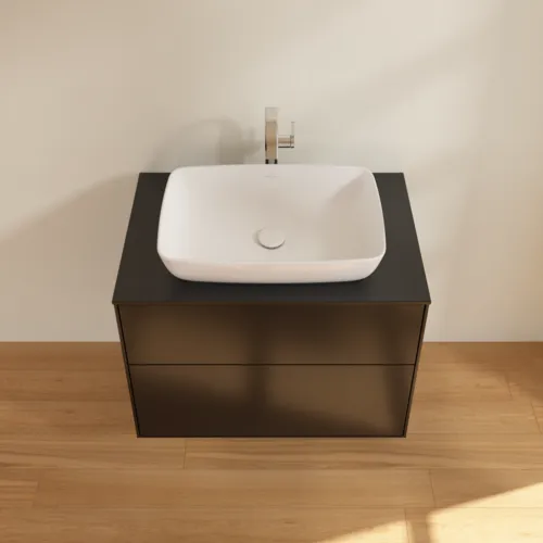 VILLEROY BOCH Toaletní skříňka Finion, 2 výsuvy, 800 x 603 x 501 mm, černý matný lak / černé matné sklo #F75200PD, obrázek 4