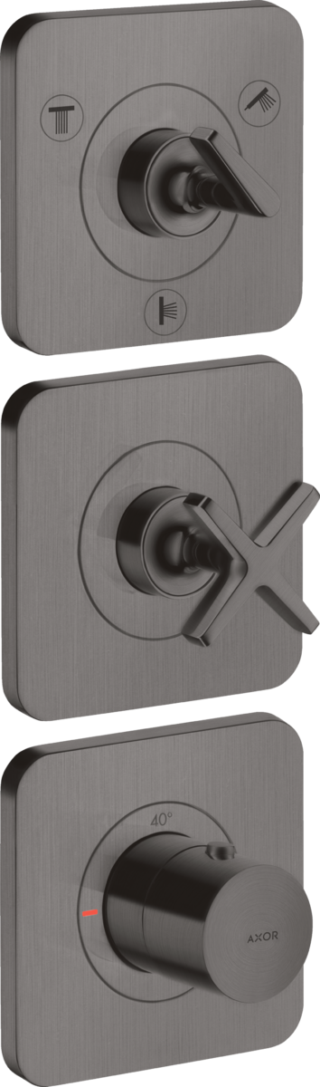HANSGROHE AXOR Citterio E Modul termostatu 380/120 s podomítkovou instalací, pro 3 spotřebiče, s rozetami #36704340 - kartáčovaný černý chrom
