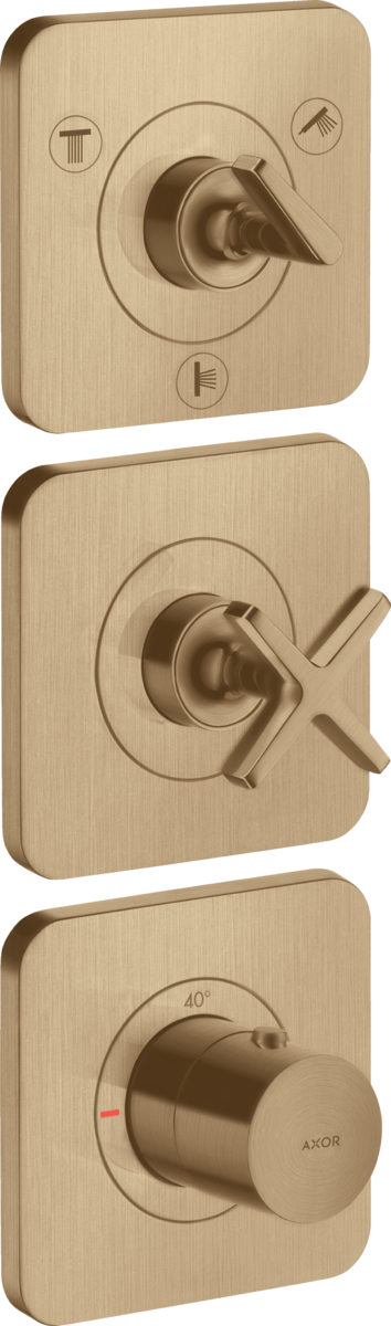 HANSGROHE AXOR Citterio E Modul termostatu 380/120 s podomítkovou instalací, pro 3 spotřebiče, s rozetami #36704140 - kartáčovaný bronz