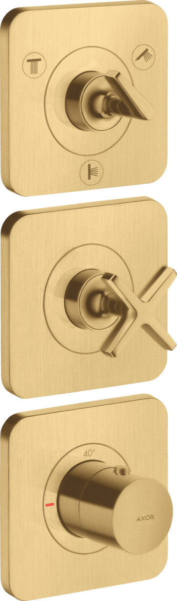 HANSGROHE Termostatický modul AXOR Citterio E 380/120 skrytý pro 3 spotřebiče s rozetami #36704250 - Brushed Gold Optic
