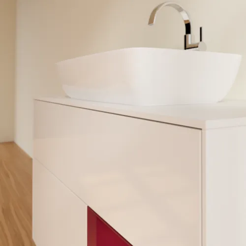 VILLEROY BOCH Toaletní skříňka Finion, s osvětlením, 2 výsuvy, 1000 x 603 x 501 mm, lesklý bílý lak / matný lak Pivoňka / matné bílé sklo #F781HBGF, obrázek 6