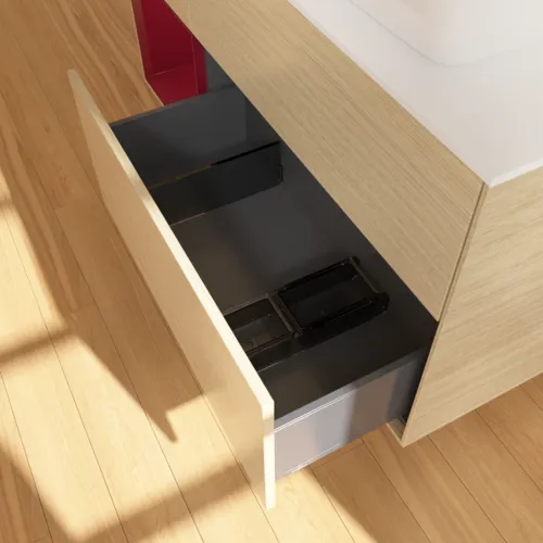 VILLEROY BOCH Toaletní skříňka Finion, s osvětlením, 3 výsuvy, 1200 x 603 x 501 mm, dubová dýha / matný lak Pivoňka / matné bílé sklo #F801HBPC, obrázek 7