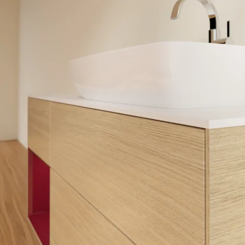 VILLEROY BOCH Toaletní skříňka Finion, s osvětlením, 3 výsuvy, 1200 x 603 x 501 mm, dubová dýha / matný lak Pivoňka / matné bílé sklo #F801HBPC, obrázek 6