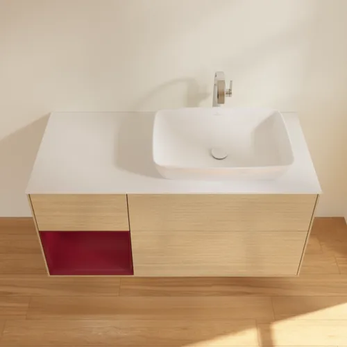 VILLEROY BOCH Toaletní skříňka Finion, s osvětlením, 3 výsuvy, 1200 x 603 x 501 mm, dubová dýha / matný lak Pivoňka / matné bílé sklo #F801HBPC, obrázek 4
