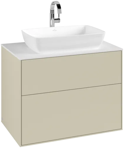VILLEROY BOCH Toaletní skříňka Finion, 2 výsuvy, 800 x 603 x 501 mm, hedvábně šedý matný lak / sklo bílé matné #F75100HJ