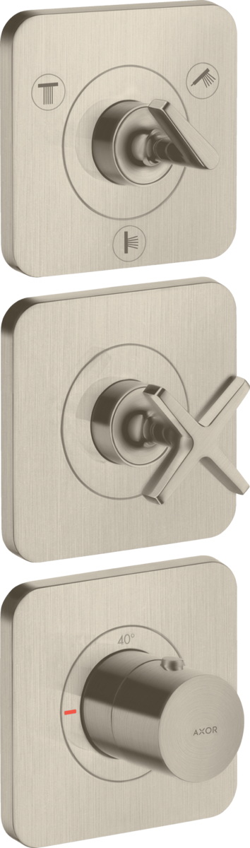HANSGROHE Modul termostatu AXOR Citterio E 380/120 skrytý pro 3 spotřebiče s rozetami #36704820 - kartáčovaný nikl