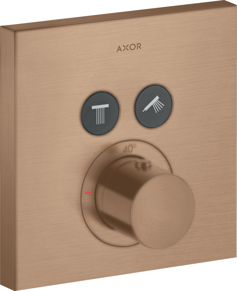 HANSGROHE AXOR ShowerSolutions Termostat s podomítkovou instalací, hranatá verze, pro 2 spotřebiče #36715310 - kartáčované červené zlato