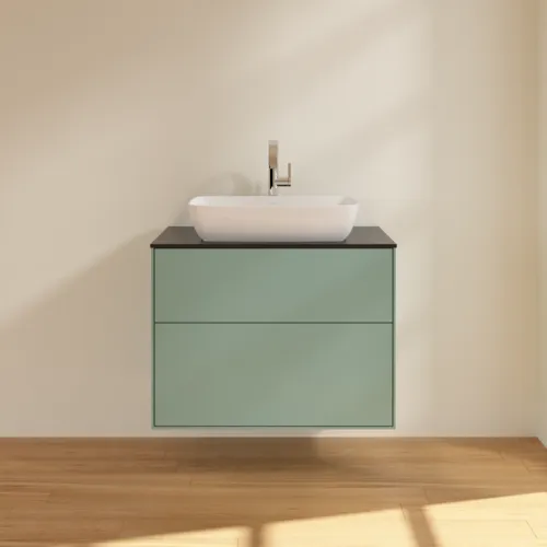 VILLEROY BOCH Toaletní skříňka Finion, 2 výsuvy, 800 x 603 x 501 mm, olivově matný lak / sklo černé matné #F75200GM, obrázek 3