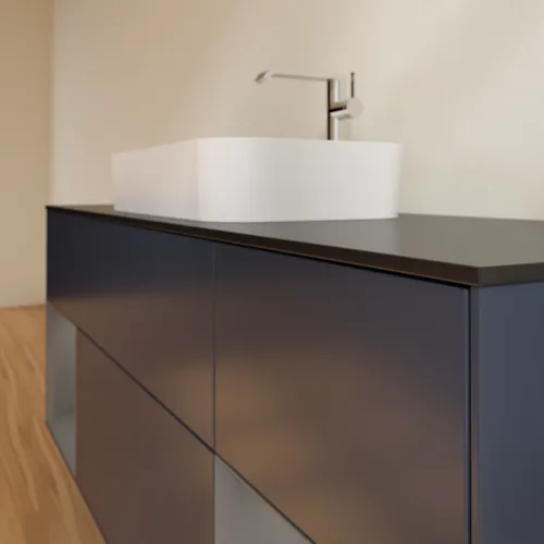 VILLEROY BOCH Toaletní skříňka Finion, s osvětlením, 4 výsuvy, 1600 x 603 x 501 mm, Midnight Blue Matt Lacquer / Anthracite Matt Lacquer / Glass Black Matt #F332GKHG, obrázek 6