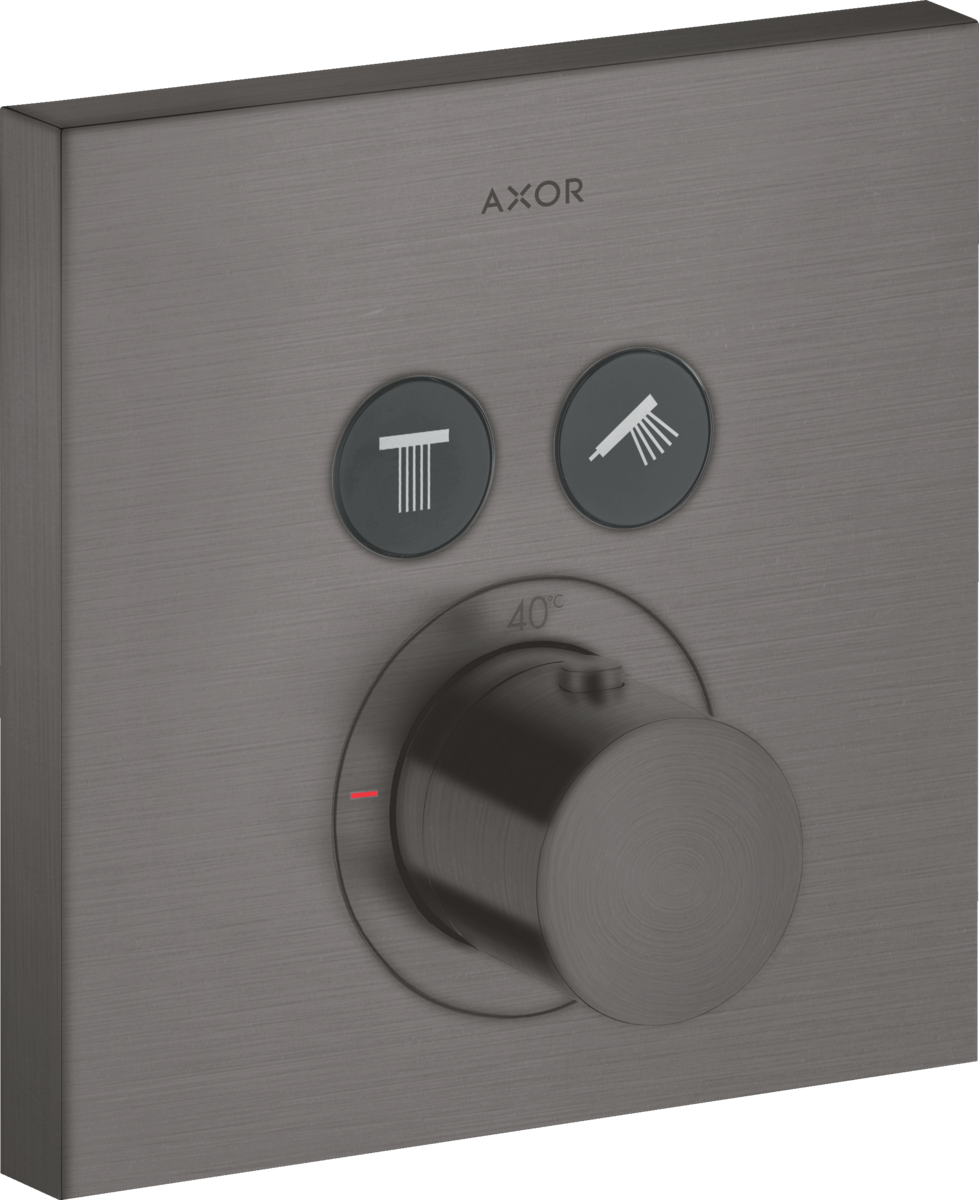 HANSGROHE AXOR ShowerSolutions Termostat s podomítkovou instalací, hranatá verze, pro 2 spotřebiče #36715340 - kartáčovaný černý chrom