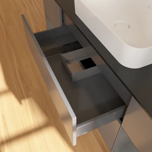 VILLEROY BOCH Toaletní skříňka Finion, s osvětlením, 4 výsuvy, 1600 x 603 x 501 mm, antracit matný lak / antracit matný lak / sklo černé matné #F332GKGK, obrázek 8