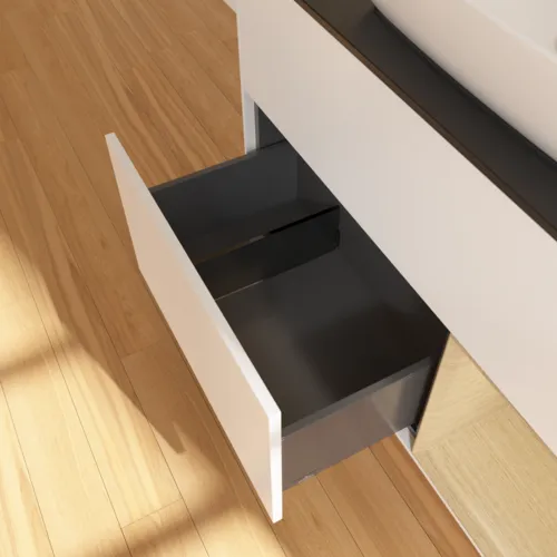VILLEROY BOCH Toaletní skříňka Finion, s osvětlením, 2 výsuvy, 1000 x 603 x 501 mm, bílý matný lak / dubová dýha / černé matné sklo #F782PCMT, obrázek 7