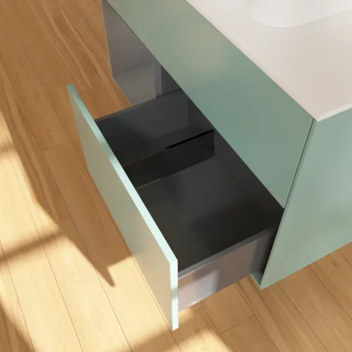 VILLEROY BOCH Toaletní skříňka Finion, s osvětlením, 2 výsuvy, 1000 x 603 x 501 mm, olivový matný lak / antracitový matný lak / bílé matné sklo #F361GKGM, obrázek 7