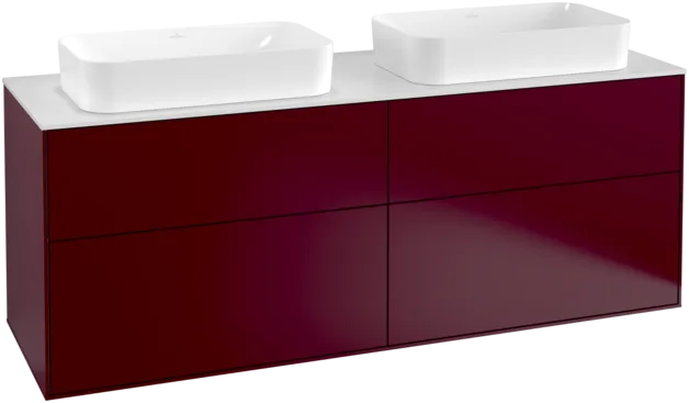 VILLEROY BOCH Toaletní skříňka Finion, 4 výsuvy, 1600 x 603 x 501 mm, Peony Matt Lacquer / Glass White Matt #F31100HB
