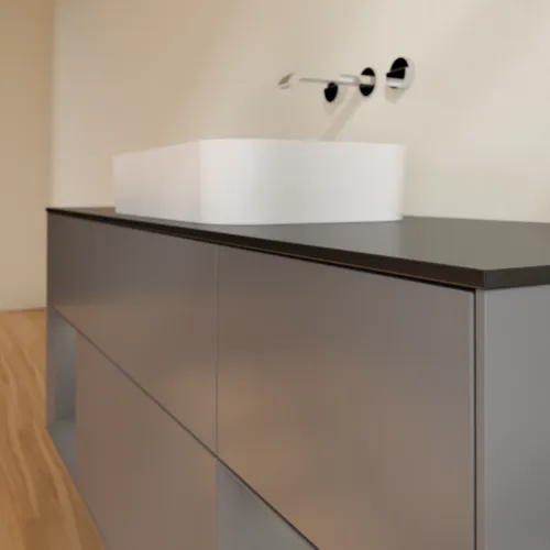 VILLEROY BOCH Toaletní skříňka Finion, s osvětlením, 4 výsuvy, 1600 x 603 x 501 mm, antracit matný lak / antracit matný lak / sklo černé matné #F742GKGK, obrázek 6