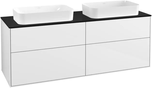 VILLEROY BOCH Toaletní skříňka Finion, 4 výsuvy, 1600 x 603 x 501 mm, lesklý bílý lak / černé matné sklo #F31200GF