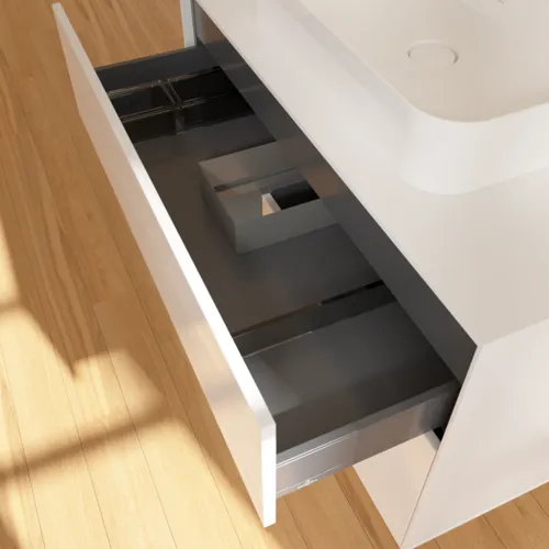 VILLEROY BOCH Umyvadlová skříňka Finion, s osvětlením, 2 výsuvy, 1000 x 603 x 501 mm, lesklý bílý lak / antracitový matný lak / bílé matné sklo #F361GKGF, obrázek 8