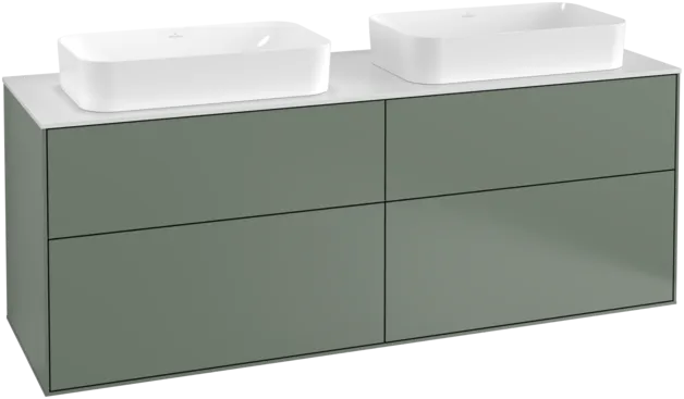 VILLEROY BOCH Toaletní skříňka Finion, 4 výsuvy, 1600 x 603 x 501 mm, olivově matný lak / sklo bílé matné #F31100GM
