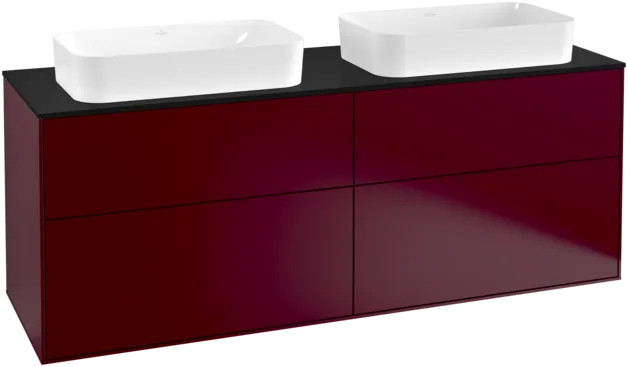 VILLEROY BOCH Toaletní skříňka Finion, 4 výsuvy, 1600 x 603 x 501 mm, matný lak Peony / černé matné sklo #F31200HB