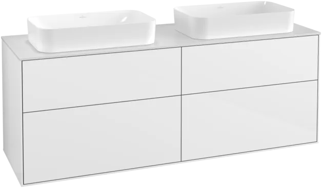 VILLEROY BOCH Toaletní skříňka Finion, 4 výsuvy, 1600 x 603 x 501 mm, lesklý bílý lak / sklo bílé matné #F31100GF