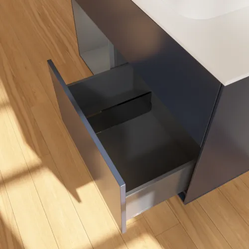 VILLEROY BOCH Toaletní skříňka Finion, s osvětlením, 2 výsuvy, 1000 x 603 x 501 mm, Midnight Blue Matt Lacquer / Anthracite Matt Lacquer / Glass White Matt #F361GKHG, obrázek 7