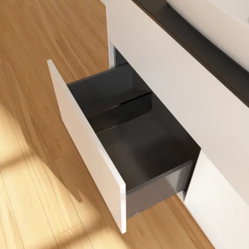 VILLEROY BOCH Toaletní skříňka Finion, s osvětlením, 2 výsuvy, 1000 x 603 x 501 mm, bílý matný lak / bílý matný lak / černé matné sklo #F782MTMT, obrázek 7