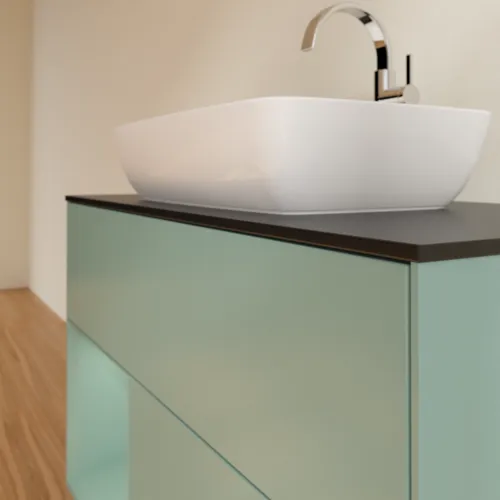 VILLEROY BOCH Toaletní skříňka Finion, s osvětlením, 2 výsuvy, 1000 x 603 x 501 mm, olivově matný lak / olivově matný lak / sklo černé matné #F772GMGM, obrázek 6