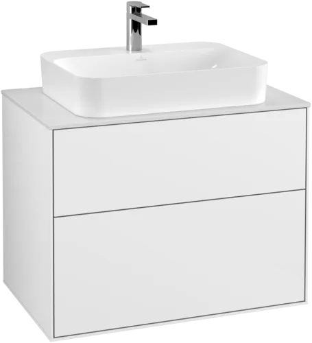 VILLEROY BOCH Toaletní skříňka Finion, 2 výsuvy, 800 x 603 x 501 mm, lesklý bílý lak / sklo bílé matné #F34100GF, obrázek 1