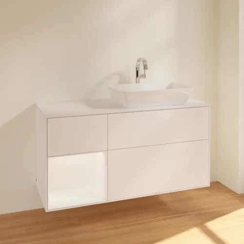 VILLEROY BOCH Toaletní skříňka Finion, s osvětlením, 3 výsuvy, 1200 x 603 x 501 mm, bílý matný lak / bílý matný lak / sklo bílé matné #F801MTMT, obrázek 2