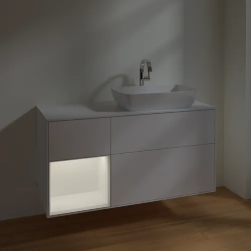 VILLEROY BOCH Toaletní skříňka Finion, s osvětlením, 3 výsuvy, 1200 x 603 x 501 mm, bílý matný lak / bílý matný lak / sklo bílé matné #F801MTMT, obrázek 5