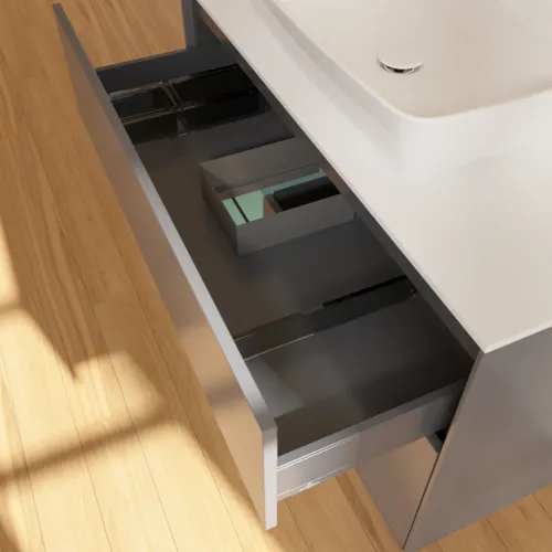 VILLEROY BOCH Toaletní skříňka Finion, s osvětlením, 2 výsuvy, 1000 x 603 x 501 mm, antracitový matný lak / olivový matný lak / bílé matné sklo #F771GMGK, obrázek 8