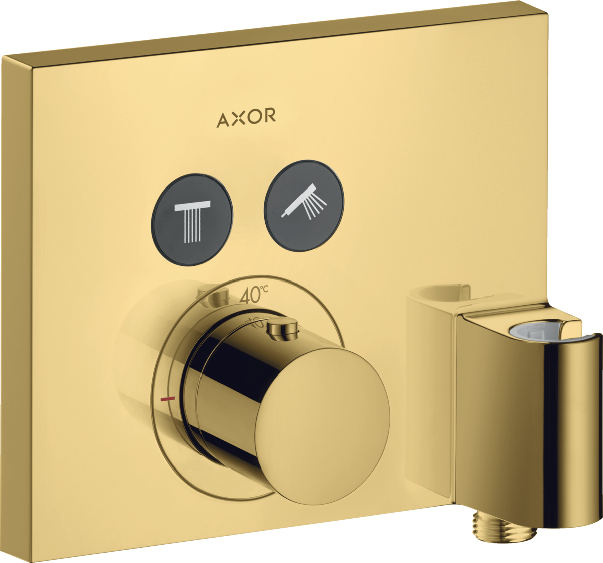 HANSGROHE AXOR ShowerSelect skrytý úhlový termostat pro 2 spotřebiče s připojením na stěnu a držákem sprchy #36712990
