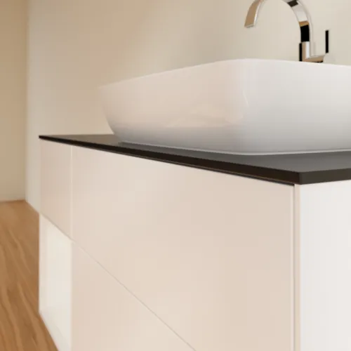 VILLEROY BOCH Toaletní skříňka Finion, s osvětlením, 3 výsuvy, 1200 x 603 x 501 mm, bílý matný lak / bílý lesklý lak / černé matné sklo #F802GFMT, obrázek 4