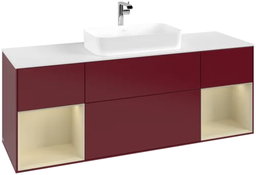 VILLEROY BOCH Toaletní skříňka Finion, s osvětlením, 4 výsuvy, 1600 x 603 x 501 mm, Peony Matt Lacquer / Silk Grey Matt Lacquer / Glass White Matt #F331HJHB