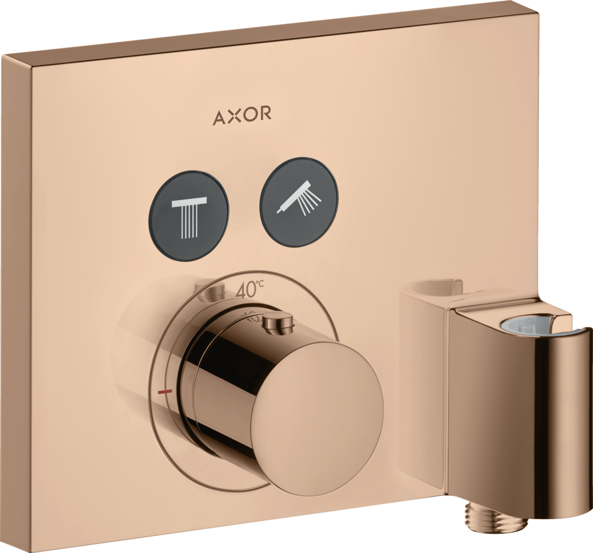 HANSGROHE AXOR ShowerSelect skrytý úhlový termostat pro 2 spotřebiče s připojením na stěnu a držákem sprchy #36712300